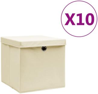 vidaXL Aufbewahrungsboxen mit Deckeln 10 Stk. 28x28x28 cm Creme