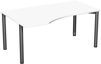 PC-Schreibtisch '4 Fuß Flex' links, 160x100cm, Weiß / Anthrazit