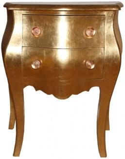 Casa Padrino Barock Kommode mit 2 Schubladen Gold Antik-Look H 76 cm, B 62 cm - Nachttisch Konsole