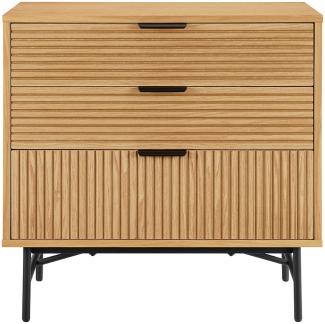 Kommode 80 cm Eiche Echtholzfurnier Sideboard Wohnzimmer Schrank Anrichte