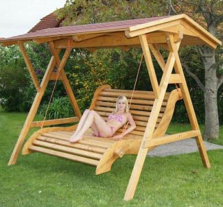 XXL Luxus Holz Hollywoodschaukel Premium Massivholz 242x201x265 -Gartenschaukel a1