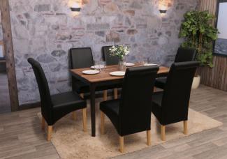 6er-Set Esszimmerstuhl Küchenstuhl Stuhl M37 ~ Kunstleder matt, schwarz, helle Füße