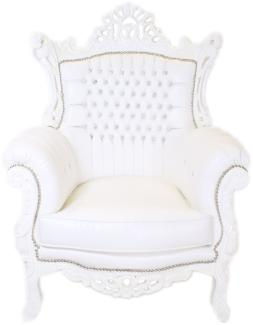 Casa Padrino Barock Sessel Al Capone Weiß / Weiß mit Bling Bling Glitzersteinen - Möbel Antik Stil