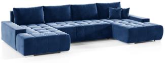 Wohnlandschaft Sofa mit Schlaffunktion VOGAR Stoff Monolith Blau