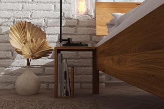 Nachttisch Hängend Bento 5 aus Wildeiche massiv 35x30x40 cm mit Zeitungsfach