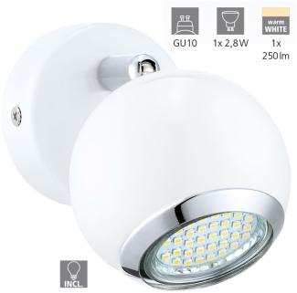 Eglo 31001 Spot LED BIMEDA Stahl weiß, chrom GU10-LED max. 1X2,8W Ø7cm 3000K