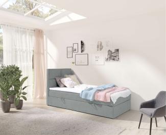 99rooms Larni Boxspringbett Strukturstoff INARI Hellgrau 90x200 cm