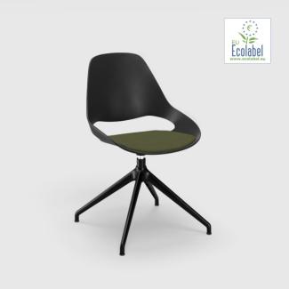 Stuhl ohne Armlehne FALK schwarz vier Sterne Schwenker aus Pulverbeschichtetem schwarzem Stahl Sitzpolster kiefergrün