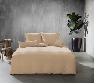 Fleuresse Lech Edelflanell Bettwäsche 200x200 Fischgrät uni beige 603089-07