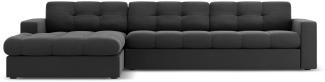 Micadoni 4-Sitzer Samtstoff Ecke links Sofa Justin | Bezug Grey | Beinfarbe Black Plastic