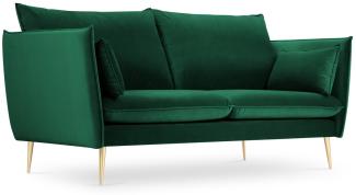 Micadoni 2-Sitzer Samtstoff Sofa Agate | Bezug Bottle Green | Beinfarbe Gold Metal