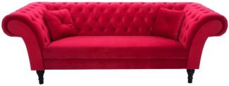 Casa Padrino Chesterfield Sofa in Rot 225 x 90 x H. 79 cm