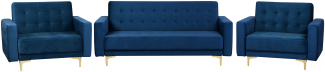 Sofa Set Samtstoff marineblau ABERDEEN