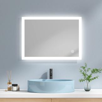 EMKE Badspiegel mit Beleuchtung LED Wandspiegel Badezimmerspiegel, 70x50cm, Kaltweißes Licht, Touchschalter, Beschlagfrei