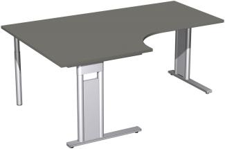 PC-Schreibtisch 'C Fuß Pro' links, feste Höhe 180x120x72cm, Graphit / Silber
