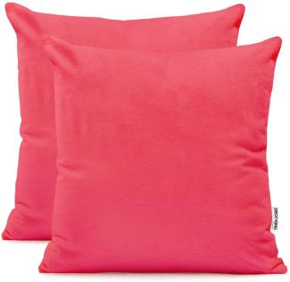DecoKing 2 Kissenbezüge 80x80 cm Jersey Baumwolle Reißverschluss pink Amber