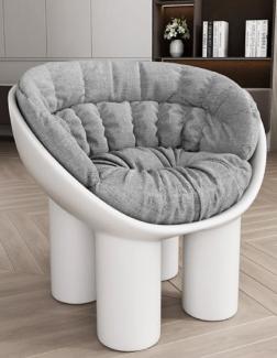 Casa Padrino Luxus Designer Sessel mit Elefantenbeinen Weiß / Grau 84 x 57 x H. 63 cm - Wohnzimmer Sessel - Hotel Sessel - Wohnzimmer Möbel - Hotel Möbel - Luxus Qualität - Made in Italy
