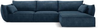 Micadoni 4-Sitzer Ecke rechts Sofa Kaelle | Bezug Royal Blue | Beinfarbe Black Plastic