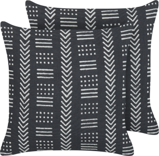 Dekokissen geometrisches Muster Baumwolle schwarz weiß 45 x 45 cm 2er Set BENZOIN