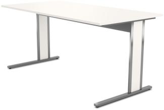 Schreibtisch Aveto, 160x80x75 cm, C-Fuß Gestell, Weiß