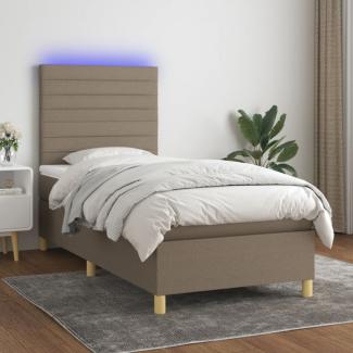 Boxspringbett mit Matratze & LED Taupe 90x190 cm Stoff (Farbe: Taupe)