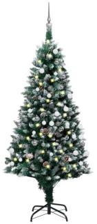 vidaXL Künstlicher Weihnachtsbaum mit LEDs Kugeln Zapfen 180 cm, Mit Beleuchtung [3077703]