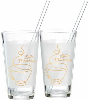 Ritzenhoff & Breker Set Latte-Macchiato Coffee, 4-tlg, Latte Macchiato Gläser, Kaffeeglas, mit Trinkhalm, Glas, 350 ml, 815962