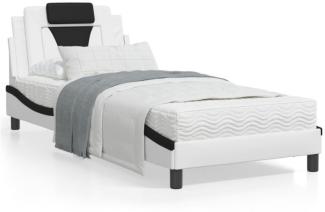 Bett mit Matratze Weiß und Schwarz 90x200 cm Kunstleder (Farbe: Weiß)