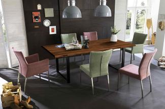 TABLES&Co Tisch 160x85 Akazie Nussbaumfarbig Stahl Silber