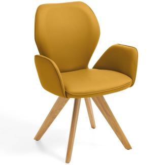 Niehoff Sitzmöbel Colorado Trend-Line Design-Armlehnenstuhl Eichen/Leder - 180° drehbar Napoli senf