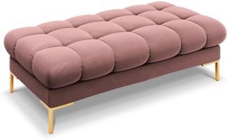 Micadoni 2-Sitzer Samtstoff Bank Mamaia | Bezug Pink | Beinfarbe Gold Metal