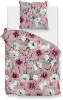 Zo! Home Flanell Bettwäsche 135x200 cm Gioia pink Blüten Mohnblumen altrosa