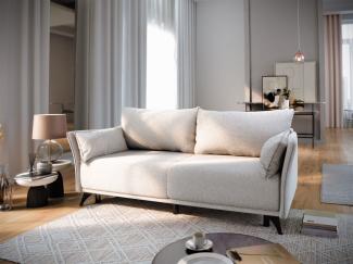 Sofa 3-Sitzer GARNIER mit Schlaffunktion in Stoff Abriamo Hellbeige