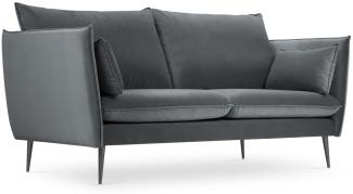 Micadoni 2-Sitzer Samtstoff Sofa Agate | Bezug Dark Grey | Beinfarbe Black Metal