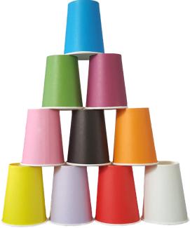 BestSaller 1225 Becher-Schiessen-Pyramide, 10 Becher, Dosenwerfen Becher Wurfspiel, 10-teilig (Farbe zufällig, 1 Set)