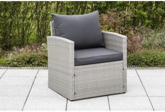 merxx Lanzarote Sessel, inkl. Sitz- und Rückenkissen, graues Kunststoffgeflecht