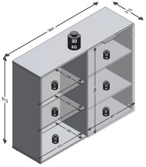 FMD Möbel - DARK 3 - Vitrine m. 1 Tür u. 2 Glas E-Böden - melaminharzbeschichtete Spanplatte - schwarz - 99,1 x 81,3 x 31,5cm