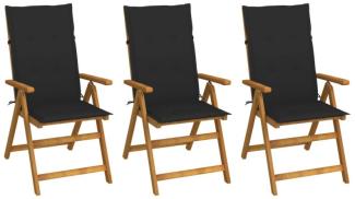 Klappbare Gartenstühle 3 Stk. mit Auflagen Massivholz Akazie