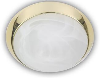Deckenleuchte rund, Glas Alabaster, Dekorring Messing poliert, Ø 30cm