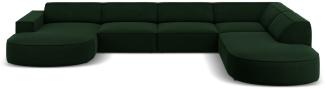 Micadoni 7-Sitzer Samtstoff Panorama Ecke rechts Sofa Jodie | Bezug Bottle Green | Beinfarbe Black Plastic