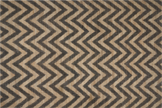 Teppich Jute beige schwarz 200 x 300 cm ZickZack-Muster Kurzflor DEDEPINARI