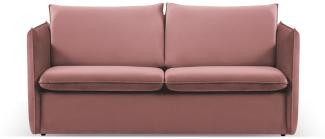 Micadoni 2-Sitzer Samtstoff Sofa mit Bettfunktion Agate | Bezug Pink | Beinfarbe Black Plastic