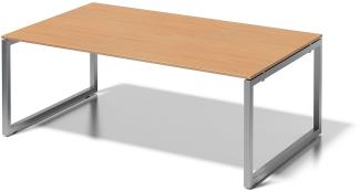 Cito Chefarbeitsplatz/Konferenztisch, 740 mm höhenfixes O-Gestell, H 19 x B 2000 x T 1200 mm, Dekor buche, Gestell silber