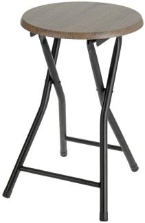 Spetebo Klapphocker aus Holz - Klappstuhl, Sitzhocker in schwarz/Natur - Metall Hocker mit runder Holz Sitzfläche