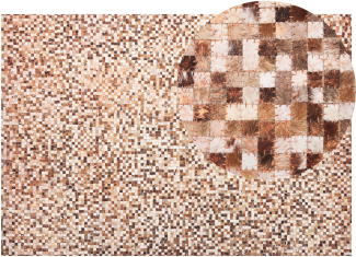 Teppich Kuhfell braun / beige 160 x 230 cm geometrisches Muster Kurzflor TORUL