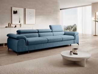 Big Sofa Couchgarnitur BASTIEN Megasofa mit Schlaffunktion Stoff Whisper Azurblau