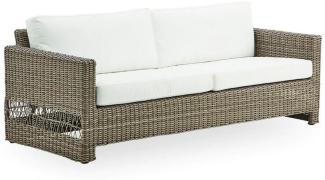 Casa Padrino Luxus Gartensofa mit Kissen Antik Grau / Weiß 200 x 86 x H. 71 cm - Wetterbeständiges Garten & Terrassen Sofa - Garten & Terrassen Möbel - Luxus Qualität