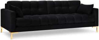Micadoni 4-Sitzer Samtstoff Sofa Mamaia | Bezug Black | Beinfarbe Gold Metal