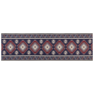 Teppich dunkelblau dunkelrot 60 x 200 cm orientalisches Muster Kurzflor KANGAL