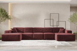 Wohnlandschaft Sofa U-Form CESINA XL in Stoff Perfect Harmony Bordeauxrot